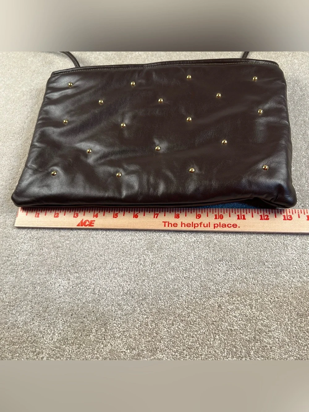 Vintage Pruse Genuine Leather Made in USA Brown Studded - Picture 8 of 10